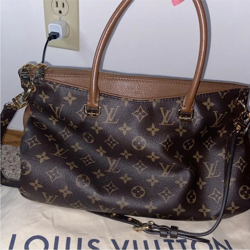 Louis Vuitton Pallas Top Handle Bag Brown Canvas